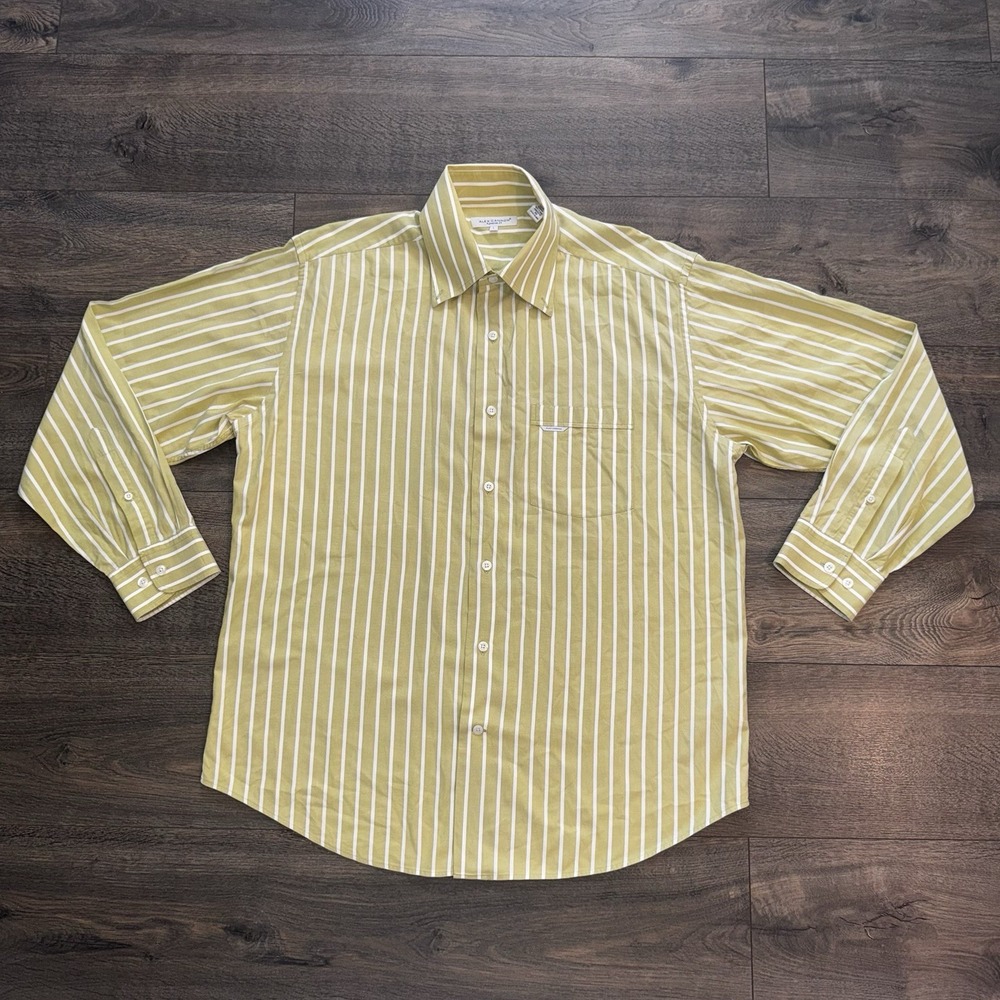 Lot Of 2 Alex Cannon Mens L Long Sleeves Button Up Striped Plaid Shirts Colorful - Picture 2 of 16